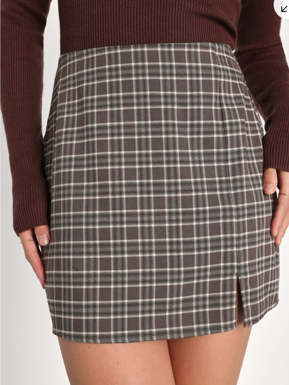 Lulus Seasonal Stroll Pencil Plaid Mini Skirt Size Medium